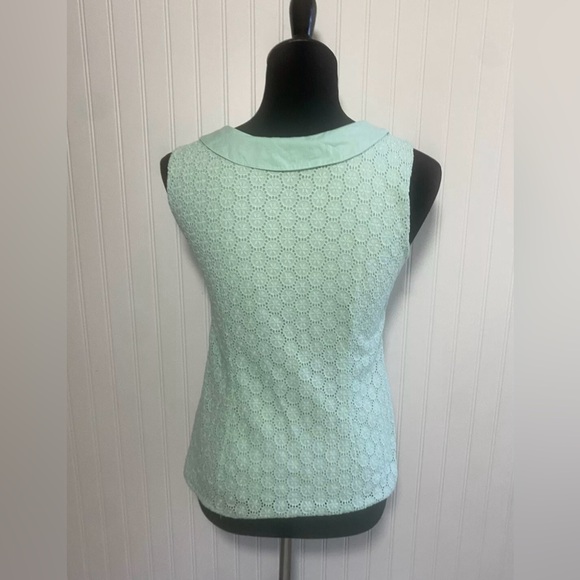 Boden Mint Green Eyelet Tank Top Lined Side Zipper Size 4R Preppy Romantic - Picture 7 of 15